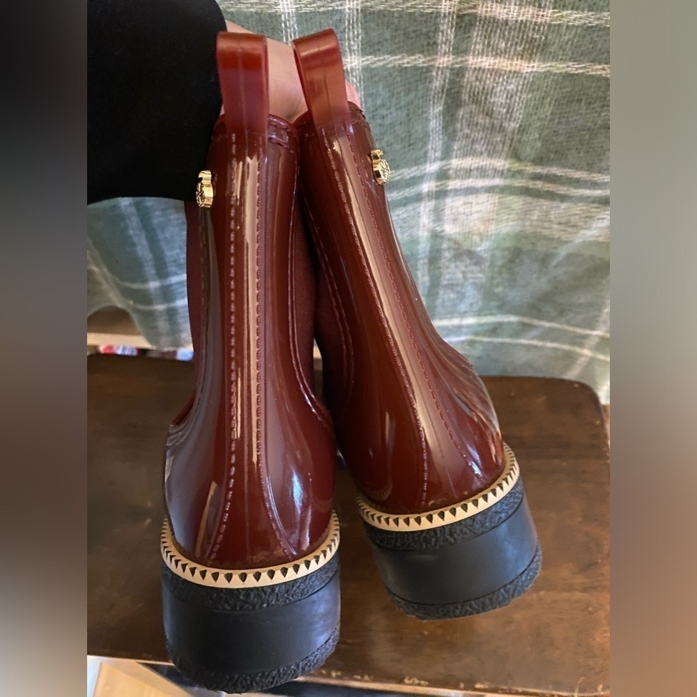 Lemon Jelly rich burgundy Chelsea rain boots like new 39 - Picture 5 of 8